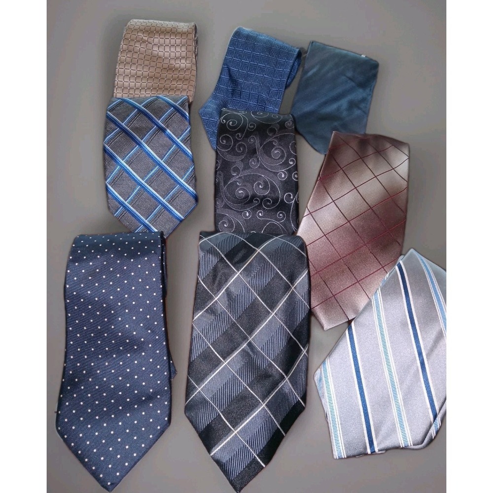Men's Tie Lot of 9 Multicolor Striped Polka Dot Geometric Paisley Print Ties